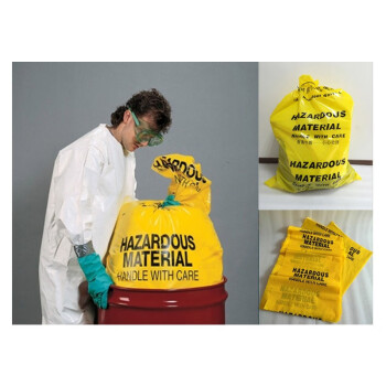 杰苏瑞(JESERY) 防化垃圾袋加厚 废弃物化学品生物危险品废物耐酸碱处理袋 76*46cm 黄色 50个 BAG-S
