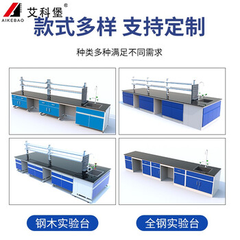 艾科堡钢木试验台实验室工作台工厂学校实验室操作台防腐蚀实验桌  1米长钢木边台