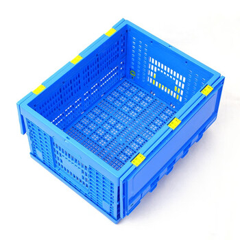 知旦折叠周转筐带盖 盖子可拆卸外径530*410*300mm工业塑料储物筐搬运筐物流箱611441蓝色