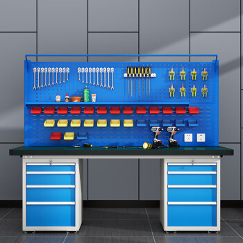 天旦重型工作台TD-T1112钳工操作台车间维修工具台2.1米左右四抽柜双挂板