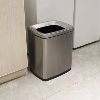 迪恩斯（DEANS）不锈钢垃圾桶家用客厅卧室厕所卫生间厨房无盖直投方桶果皮桶洗手间擦手纸垃圾桶方形20升