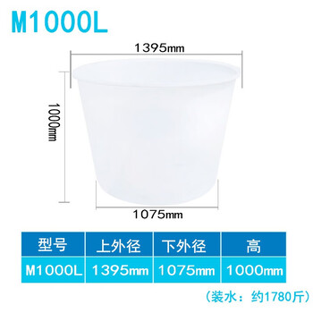 领象 大水桶牛筋塑料桶 圆形收纳桶大容量水桶酒店厨房工业环卫物业大号垃圾桶 低腰款 1000L