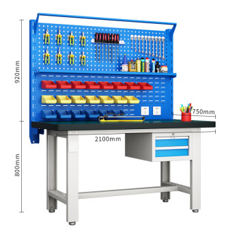 天旦重型工作台TD-T1088工具桌实验室操作台2.1米吊二抽双挂板