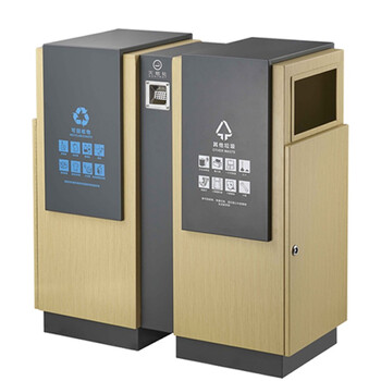 南 GPX-153F 南方分类环保垃圾桶 木纹铁烤漆 户外公园小区垃圾桶 公用垃圾箱果皮桶