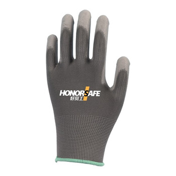 好员工 PU浸胶手套T505 防滑耐磨 乳胶挂胶半挂 胶皮工业劳保手套 100付M码