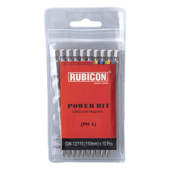 罗宾汉（RUBICON）S2单头十字风批头1/4批咀PH1带磁气动螺丝刀头加硬批嘴110mm 10支