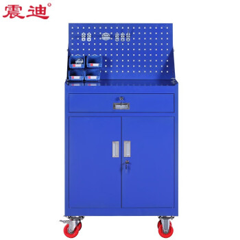 震迪工具车零件存放柜双开门工具箱移动储物柜SD0265一抽带网带轮