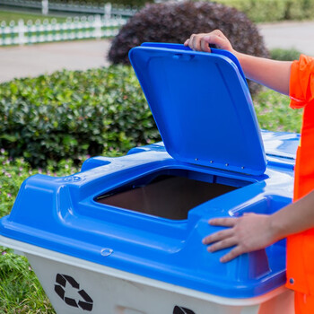 领象 环卫垃圾车垃圾桶大号440L大型垃圾桶大号带盖户外小区物业手推保洁清运车带轮 带盖绿色