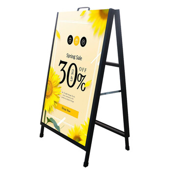 鸣固 户外双面落地折叠活动广告架 海报铁质kt板展架 手提海报展示架黑色单面90*120cm