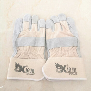 铂翔(BOXIANG)花皮手套 牛皮 透气 防油 防滑 耐磨 浅蓝色 12双/打