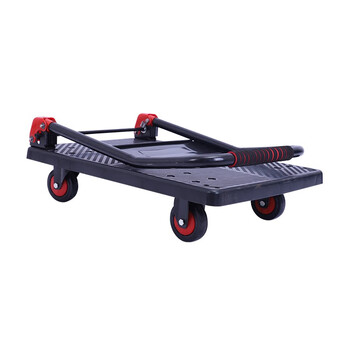 知旦手推车58*88*86cm承重600斤黑色升级款平板推车物流运货车塑料板车TC701 5寸轻音轮