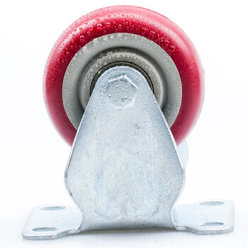 海斯迪克 中型聚氨酯定向轮 工业pu轮枣红色手推车板车脚轮 3寸定向轮（3个起售）