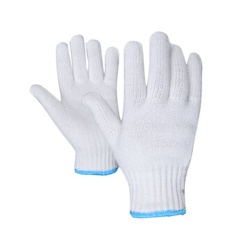 君御 700克七针毛纺线 劳保日常工地通用手套（蓝边）  毛纺线-白色*12副/打