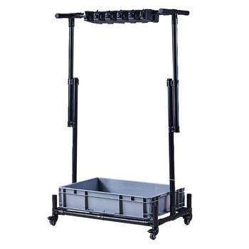 金诗洛 K403 落地式可移动拖把架 扫把墩布置物沥水架收纳清洁工具挂架 黑色20挂24勾