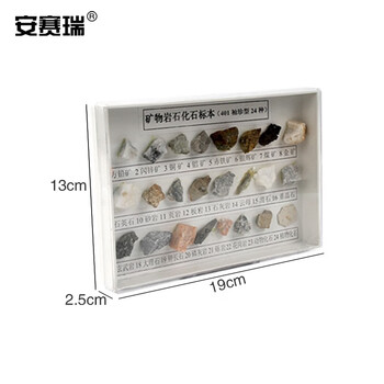 安赛瑞 矿物岩石标本（24种）科学地理配套石头矿石 科普展示教学仪器教具 初高中实验器材 601364