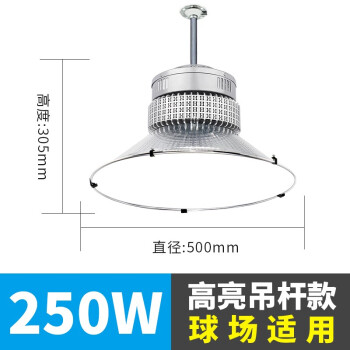 誉翊 led防眩目照明灯 室内体育场馆吊灯篮球场羽毛球馆灯画室灯 250W 吊杆款配0.5米杆子+吸顶盘