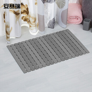 安赛瑞 浴室防滑垫 卫生间隔水洗澡垫 40×63cm 淋浴房吸盘地垫 深灰色 710493