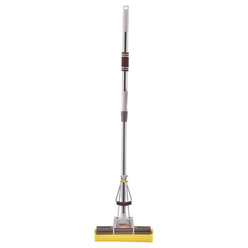 金诗洛 K101 大号海绵拖把 滚轮可伸缩直杆懒人挤水免手洗胶棉拖替换头 折叠27CM