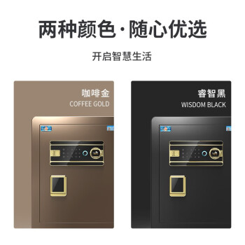 虎牌保险柜家用办公小型指纹密码保险箱全钢防盗可入墙财务专用保密保管柜 博瑞系列 80cm 咖啡金