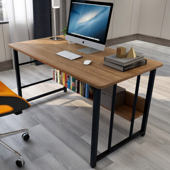 木以成居电脑桌台式 双层书房书桌书架组合简约办公家用写字桌子加固版
