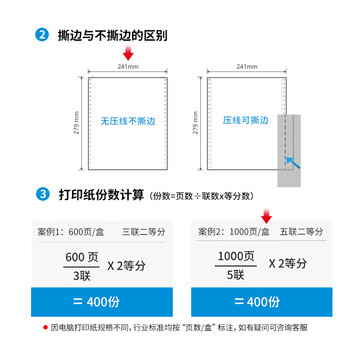 得力（deli）塞纳河系列打印纸 复印纸 可撕边打印纸 1000页/盒 五联【1/2C彩色不撕边】