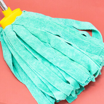 海斯迪克 HKLY-24 毛巾布拖把 不锈钢长杆 工厂吸水拖布 保洁工具  墩布吸水 绿色1个