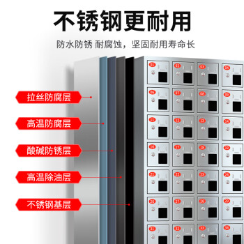 尚留鑫 不锈钢手机柜工厂员工电子设备存放柜加厚无尘车间手机寄存柜 60格亚克力门