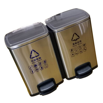创莱 410不锈钢垃圾桶 分类脚踏垃圾桶 二分类 20L*2 CLF20A-2
