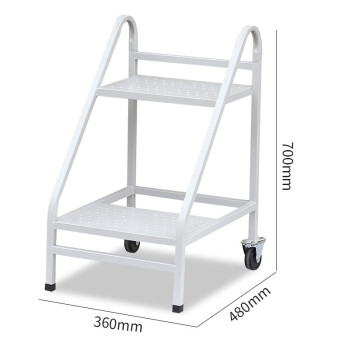 越越尚  图书馆书梯 2层白色 档案室文件移动小推车登高梯多功能工具车  YYS-ST-2A