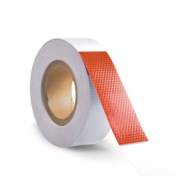 鸣固 反光警示胶带 消防安全警戒线隔离警示贴 工厂仓库标识斑马线胶带 5cm*33m红白 1卷装 ZA2336