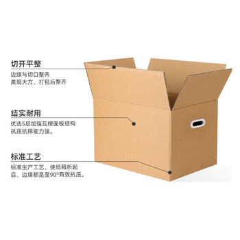 飞尔（FLYER）扣手纸箱 搬家纸箱整理箱快递打包箱 五层特硬 带塑料扣手 高档【50X40X40cm】2个起订