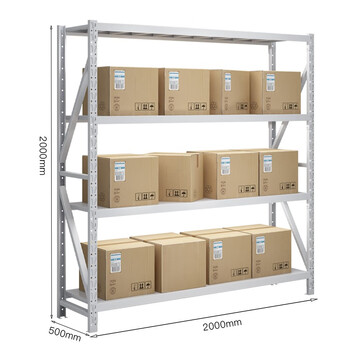知旦 货架轻型白色2000*2000*500mm 仓库库房展示架金属货架HQ-205W