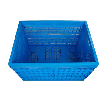 元汗K800-500便携折叠式塑料周转框大号183升 蓝色 长方形镂空运输筐蔬果整理框 定制