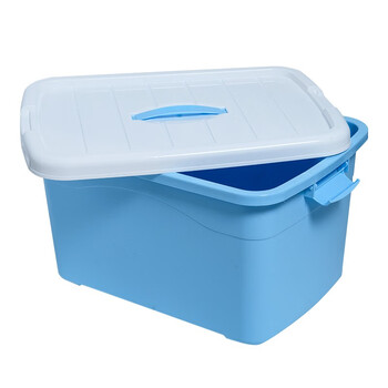 稳斯坦 W305 彩色带提手收纳箱 周转箱 带滑轮储物箱杂物工具带盖整理箱 蓝色3L