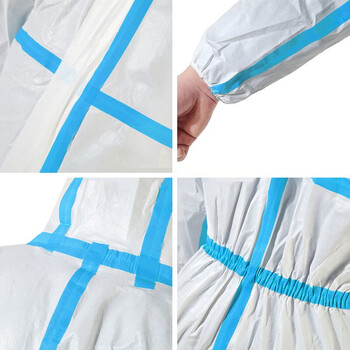 江波J386防护服一次性隔离服双层加厚覆膜无纺布工作服全身带帽连体隔离防护服 隔离服 尺码185