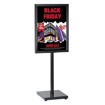 稳斯坦 W405 苹果立牌海报架展示架铝合金落地式广告指引牌kt展牌水牌 苹果黑50*70cm 