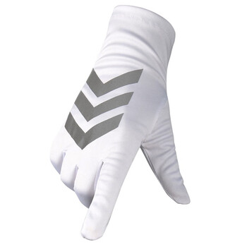 者也（ZYE） 薄款透气反光手套 夜间交通指挥执勤公路透气骑行反光礼仪手套 轻薄透气款 白色 1双