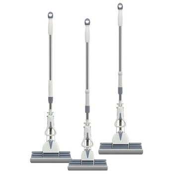 益美得 FH-1362 不锈钢伸缩拖把挤水吸水地拖胶棉拖布免手洗拖把  27CM