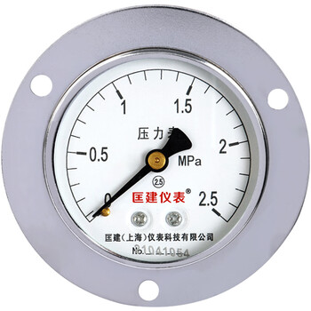 匡建仪表（CONJANT）Y-60ZT压力表轴向带边 水压油压液压表 高精度压力表 M14*1.5螺纹 0-2.5MPa