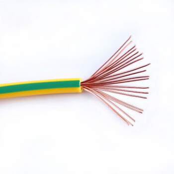 金龙羽 国标铜芯电线电缆单芯单股硬线阻燃ZC-BV6平方电线100米/卷 黄绿双色