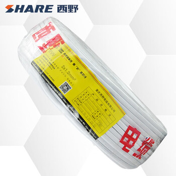 西野（SHARE）电线线缆 RVV2*1.0平方 电源信号传输用2芯铜芯软护套线 RVV2*1mm² 设备电源线 100米 白色