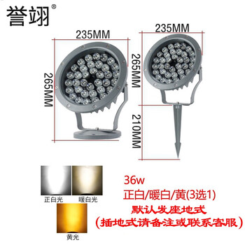 誉翊 LED投光灯射树灯 户外防水地插灯公园绿化照树灯景观草坪庭院灯 36W正白/暖白/黄（3选1）