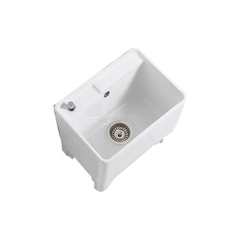 星期十阳台高脚陶瓷拖把池带腿拖布池落地式洗墩布池型号W8一键排污+入墙龙头带防溢水口42cm*30cm*40cm定制