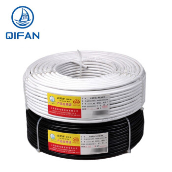 起帆（QIFAN）电缆 RVV2*6平方护套线国标铜芯设备电源线 黑色 1米 11米起售