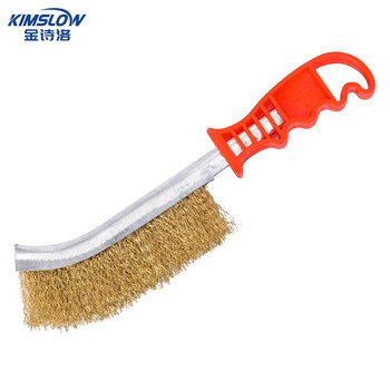 金诗洛 KSL948 钢丝刀刷 镀铜除锈刷 不锈钢丝刷 清洁刷 刀型刷子 镀铜钢丝刷（1把）