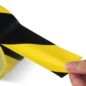 援邦 地面安全定位划线警戒胶带 宽隔离警示贴 工厂仓库标识斑马线胶带警示胶带-黑黄4.8CM*18米