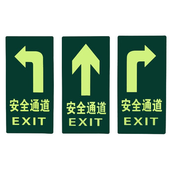 竹特 安全出口指示牌 夜光耐磨地贴 消防安全疏散标识指示牌 14.5*29cm(安全通道直行）企业定制