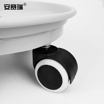 安赛瑞 可移动抽屉式花盆托盘 带轮塑料圆形花盆垫底万向轮 灰色 适用约Φ30-34cm  530491