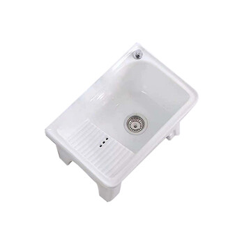 星期十阳台洗衣盆拖把池一体陶瓷拖布池自动下158+一键排污+喷枪龙头带溢水口58cm*39cm*40cm定制