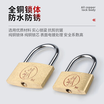 工品星 GPX-TGS铜挂锁通开挂锁小挂锁锁头全铜小锁小铜锁箱包表箱锁具短梁20mm通开锁3把钥匙